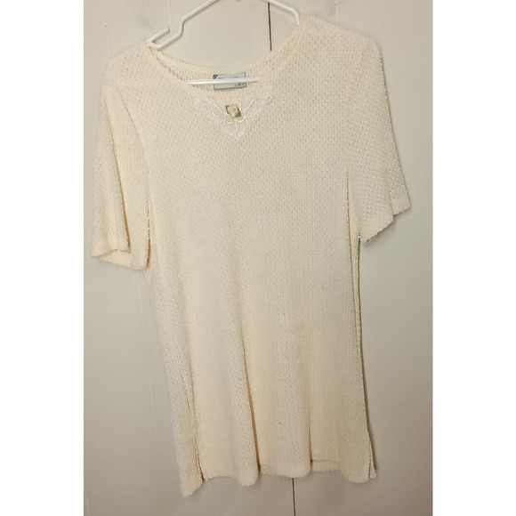 Matthew And David Top Blouse Womens 8 Cream Popcorn Blouse - Picture 1 of 7